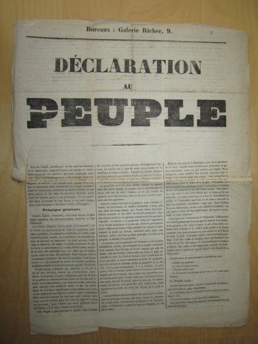 Déclaration au Peuple. [ Déclaration des républicains emmenés par Ledru-Rollin, …