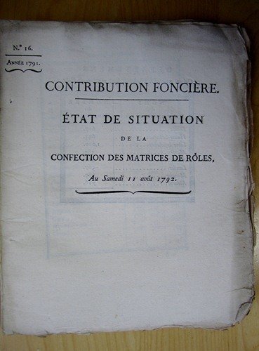 Contribution Foncière. Etat de Situation de la confection des Matrices …
