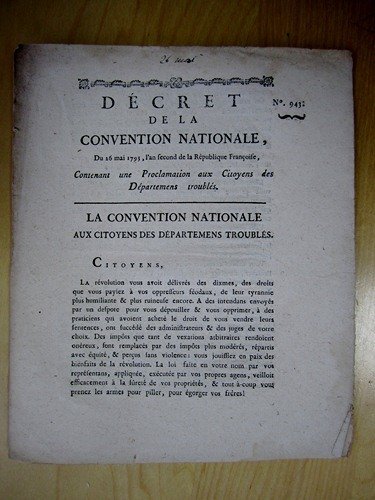 Décret de la Convention Nationale du 26 mai 1793, l'an …