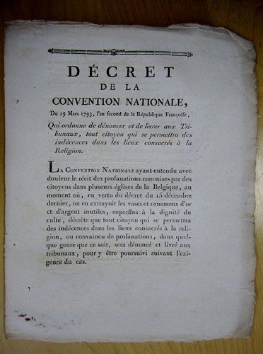 Décret de la Convention Nationale, du 19 Mars 1793 Qui …