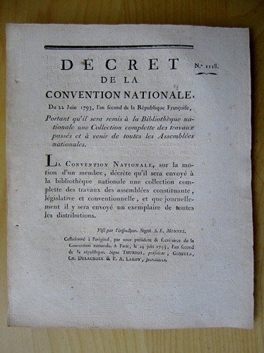 Décret de la Convention Nationale, du 22 juin 1793, Portant … | Immagine principale