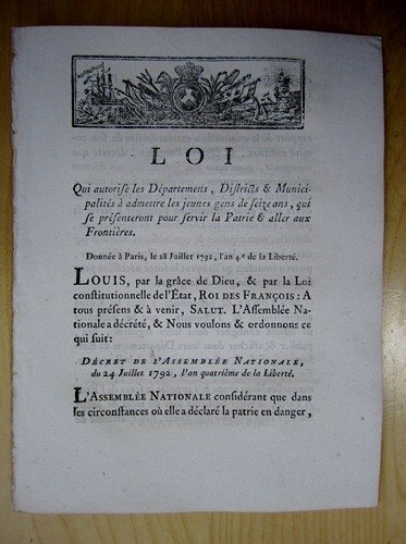 Loi qui autorise les Départemens, Districts & Municipalités à admettre …