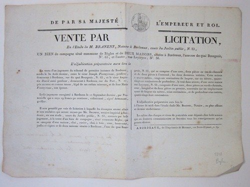 De par Sa majesté l'Empereur et Roi. Vente par Licitation, …
