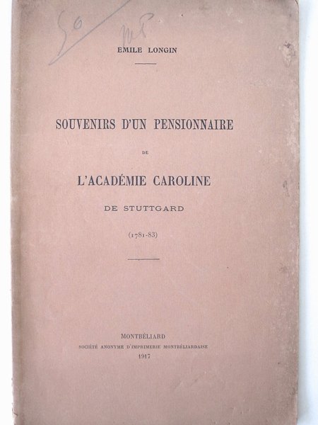 Souvenirs d'un pensionnaire de l'Académie Caroline de Stuttgard 1781 - … | Immagine principale