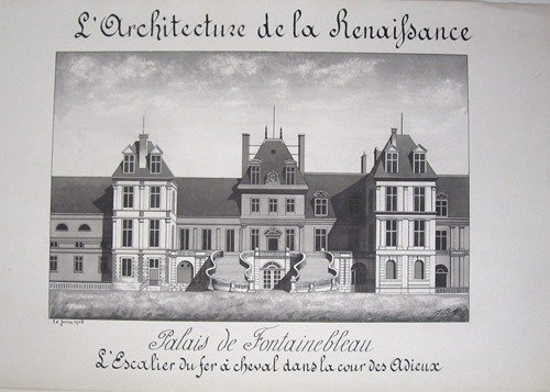 Architecture de la Renaissance. Palais de Fontainebleau. L'Escalier du fer …