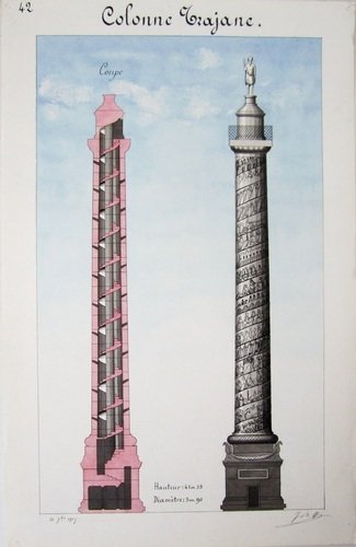 Colonne Trajane [ Belle aquarelle originale ]