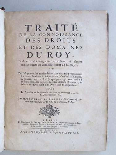 Traité de la Connoissance des Droits et des Domaines du …