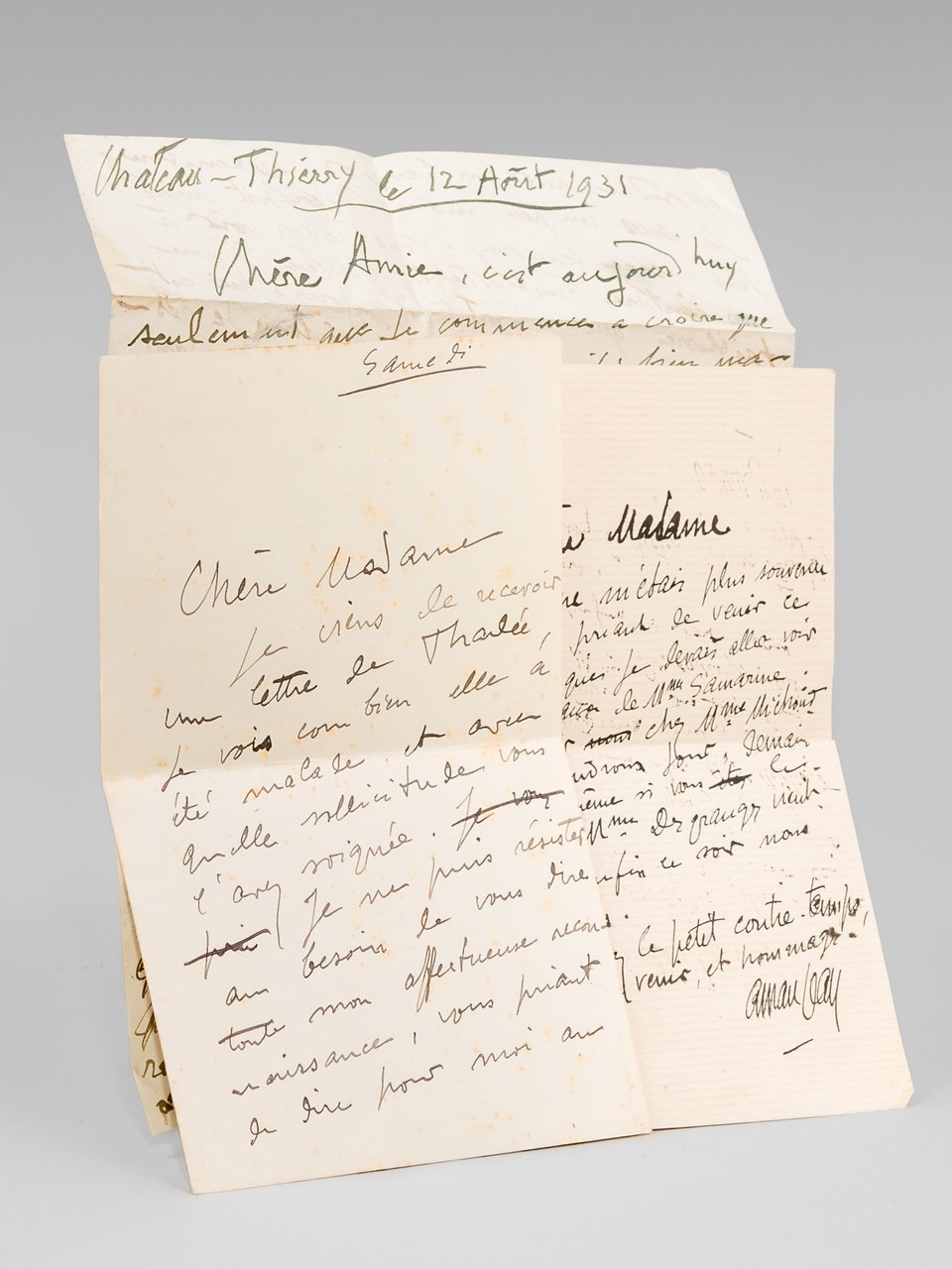 3 lettres autographes signées [ Détail : ] 1 L.A.S. …