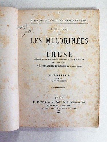 Etude sur les Mucorinées. Thèse présentée et soutenue à l'Ecole …