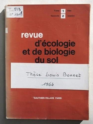 Revue d'Ecologie et de Biologie du Sol. I, 1964 : …