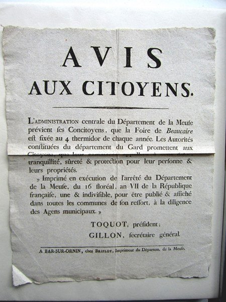 Avis aux Citoyens. L'Administration centrale du Département de la Meuse …