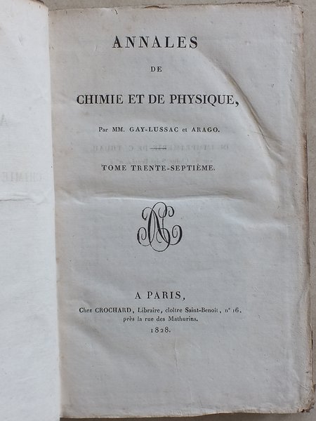 Annales de Chimie et de Physique. 1828 - Volume 1 …