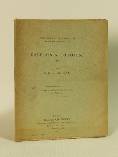 Rabelais à Toulouse (1529). Quelques points obscurs de la Vie … | Immagine principale
