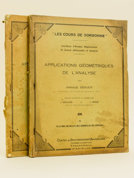 Applications géométriques de l'analyse (2 Tomes - Complet) Tome 1 …
