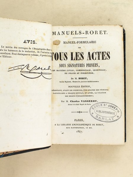 Manuel-formulaire de Tous les Actes sous Signatures Privées, en matière …