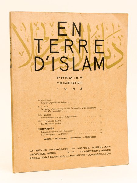 En Terre d'Islam. La Revue Française du Monde Musulman. Premier …
