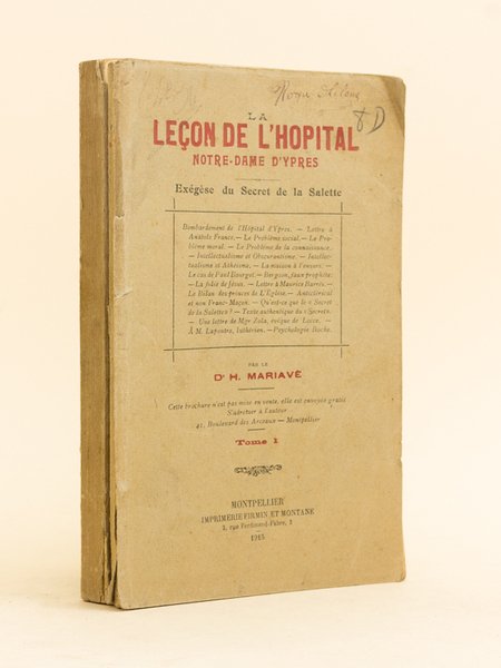 La Leçon de l'Hôpital Notre-Dame d'Ypres. Exégèse du Secret de …
