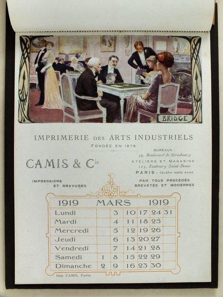 Calendrier 1919 Imprimerie des Arts Industriels Camis & Cie Paris … | Immagine principale