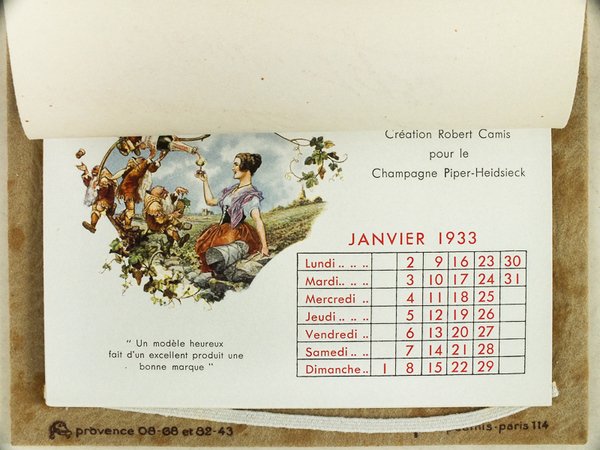 Calendrier 1933 Robert Camis Editeur d'Art Publicitaire. Avec ses meilleurs …