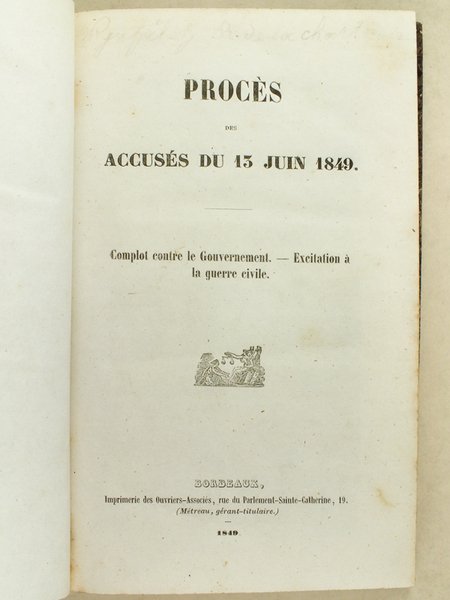Procès des accusés du 13 juin 1849. Complot contre le … | Immagine principale
