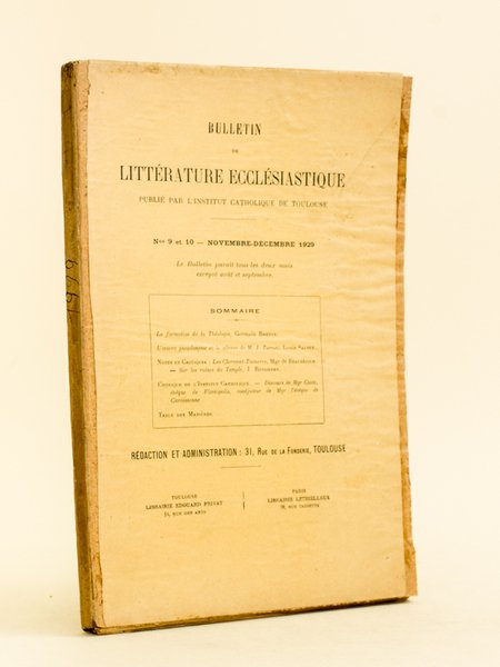 Bulletin de Littérature Ecclésiastique publié par l'Institut Catholique de Toulouse …