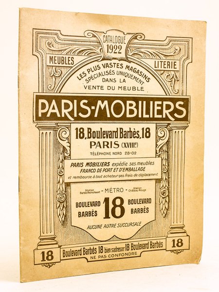 Paris-Mobiliers 18, Boulevard Barbès. Catalogue 1922. Meubles - Literies