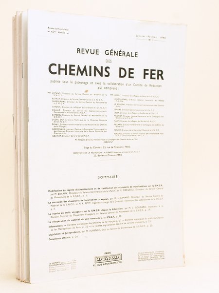 Revue Générale des Chemins de Fer. (Année 1946 - Soixante-Cinquième …