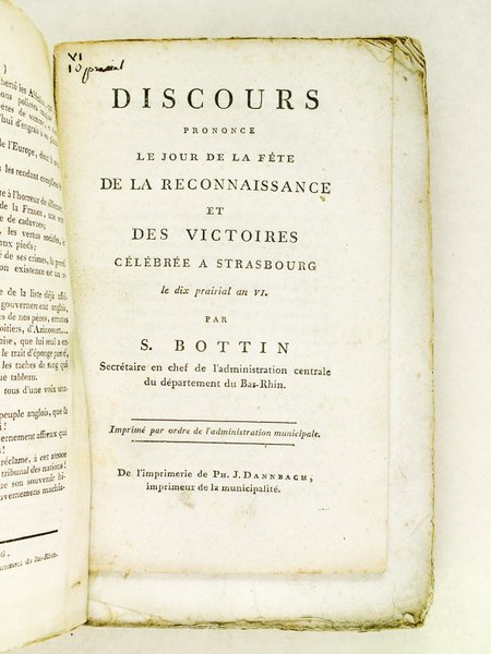 [ Recueil de 14 Discours originaux de Sébastien Bottin sur …