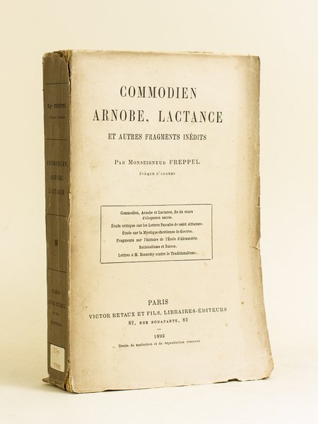 Commodien, Arnobe, Lactance et autres fragments inédits [Contient : ] …