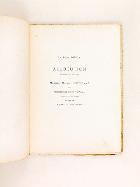 Allocution prononcée au Mariage de Monsieur Maurice Forthomme avec Mademoiselle …