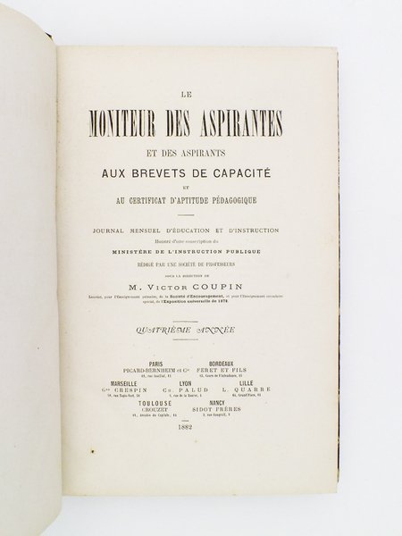 Le Moniteur des Aspirantes et des Aspirants aux brevets de … | Immagine principale