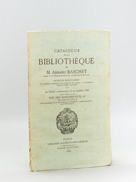 Catalogue de la Bibliothèque de M. Armand Baschet, Auteur de … | Immagine Gallery 1