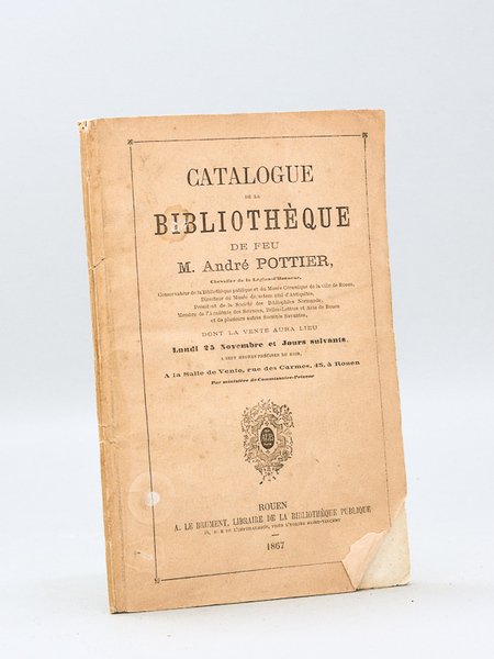 Catalogue de la Bibliothèque de feu M. André Pottier, Chevalier … | Immagine Gallery 1