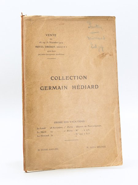 Collection Germain Hédiard Ière Partie : Oeuvre de Fantin-Latour [ …