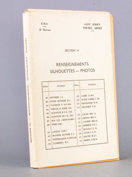 Guet aérien toutes armes, Section IV Renseignements, Silhouettes, Photos (fiches …