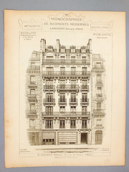 Monographies de Bâtiments Modernes - Maison à loyer, Boulevard St …