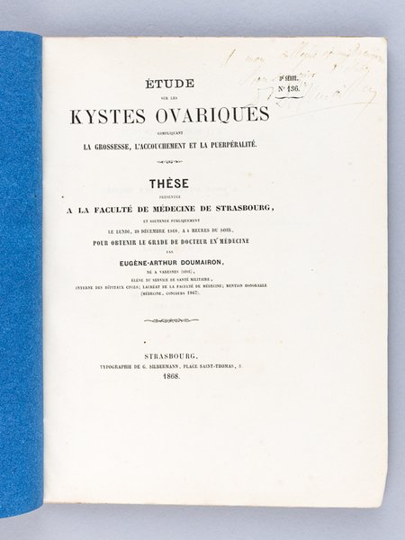 Etude sur les kystes ovariques compliquant la grossesse, l'accouchement et …
