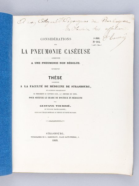 Considérations sur la Pneumonie caséeuse consécutive à une pneumonie non …