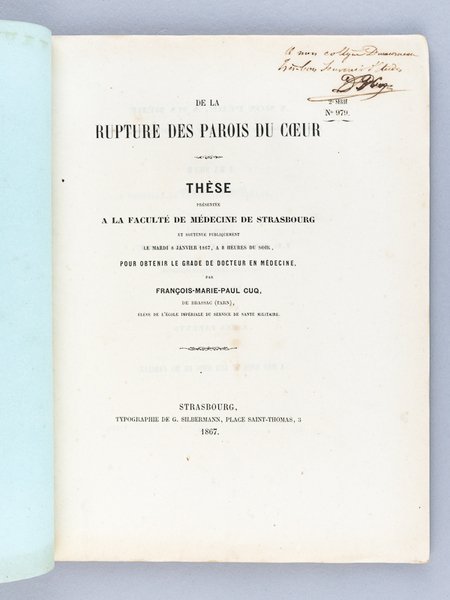 De la Rupture des Parois du Coeur. Thèse présentée à …