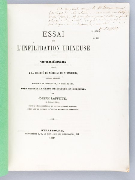 Essai sur l'Infiltration urineuse. Thèse présentée à la Faculté de …