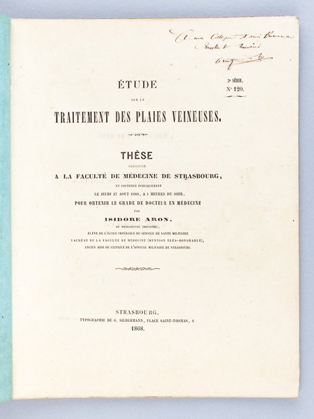 Etude sur le Traitement des Plaies veineuses. Thèse présentée à …