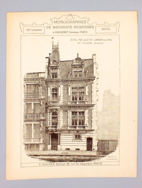 Monographies de Bâtiments Modernes - Hôtel Rue Juliette Lamber N° …