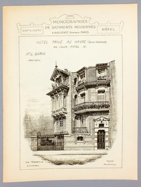 Monographies de Bâtiments Modernes - Hôtel Privé au Havre (Seine …