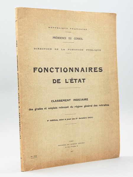 Fonctionnaires de l'Etat. Classement indiciaire des grades et emplois relevant …