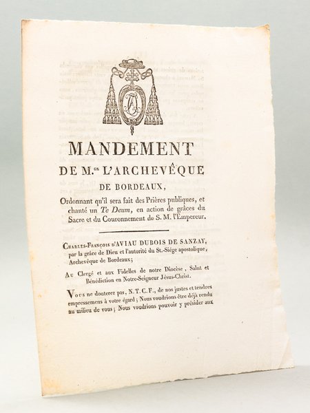Mandement de Mgr l'Archevêque de Bordeaux, ordonnant qu'il sera fait …