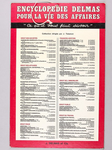 Catalogue de librairie Encyclopédie Delmas pour la Vie des Affaires …