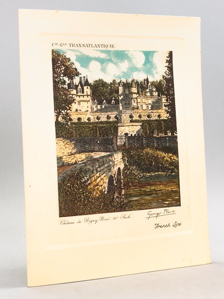 Compagnie Générale Transatlantique. Chemise pour Menu avec eau-forte en couleurs …