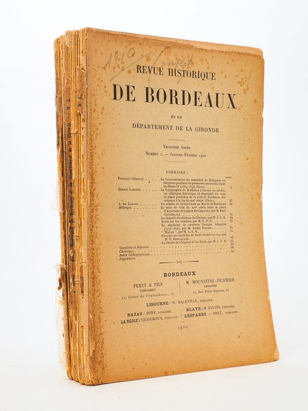 Revue historique de Bordeaux et du Département de la Gironde, …