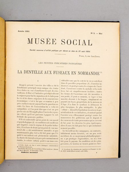 Musée social, Société reconnue d'utilité publique [ un numéro ] …