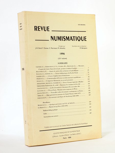 Revue de Numismatique - Année 1996 , 151e volume